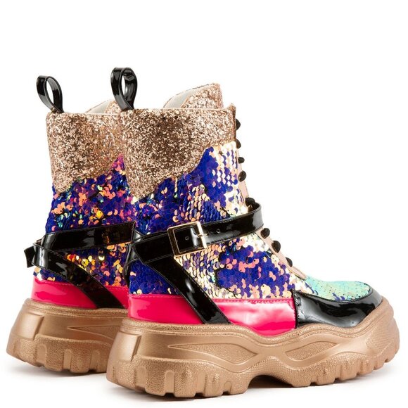 PRETTY LADY ALL GLAM  COMBAT BOOTS ( BRAND NEW !!!!!!! ) - Picture 2 of 6